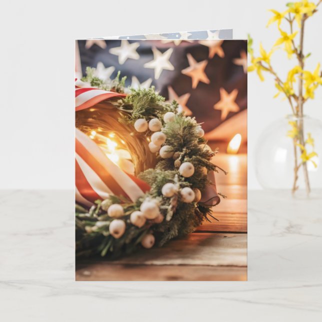 American Pride Christmas Greetings Card (Yellow Flower)