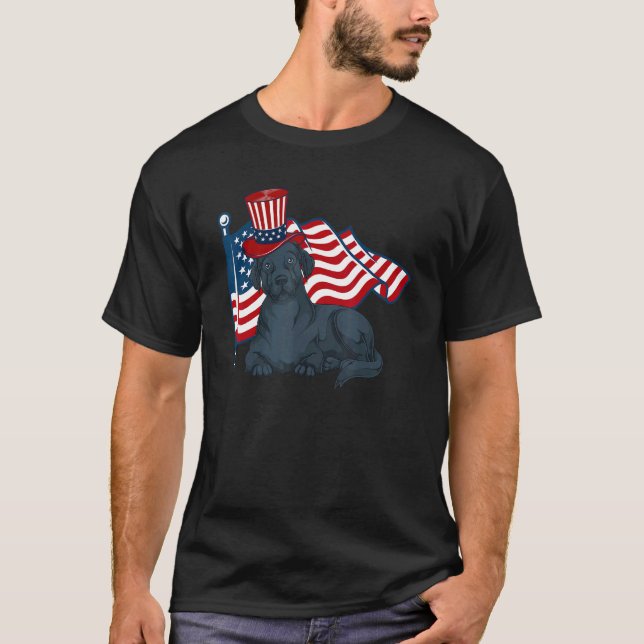 American Pride Dog Owner Labrador  Us Flag Black L T-Shirt (Front)
