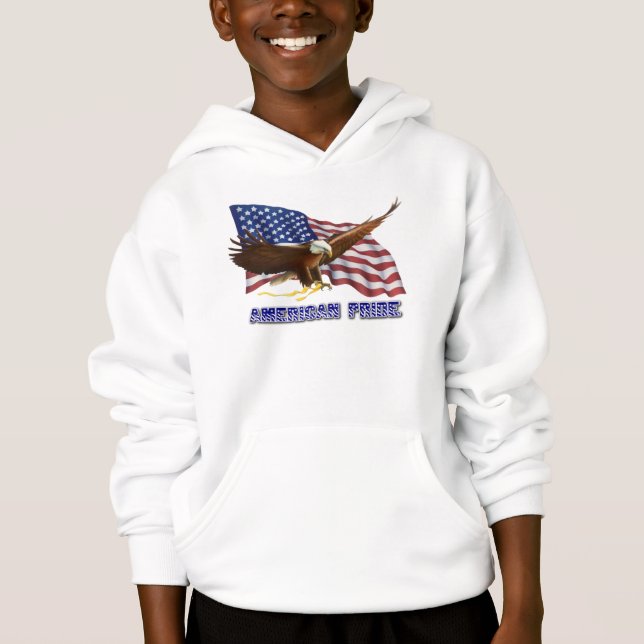 AMERICAN PRIDE EAGLE AND FLAG HOODIE (Front)