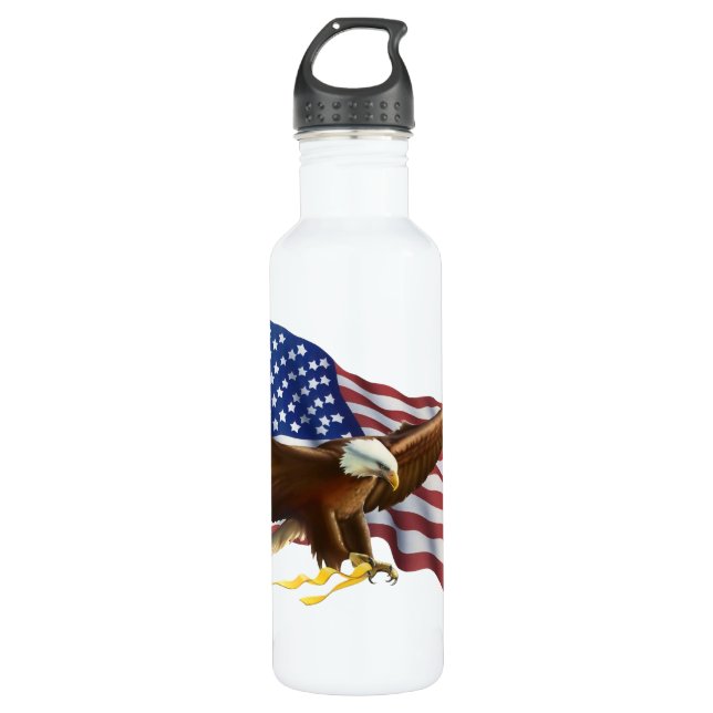 AMERICAN PRIDE EAGLE AND FLAG WATER BOTTLE (Front)