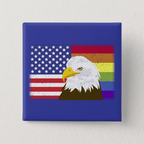 American Pride Flag LGBTQ Eagle Button