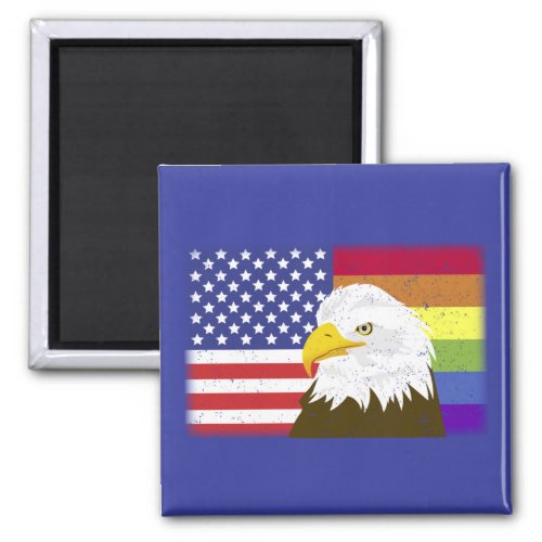 American Pride Flag LGBTQ Eagle Magnet