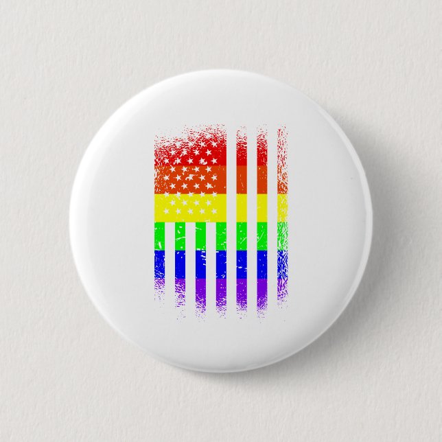 american pride flag rainbow lgbt button (Front)