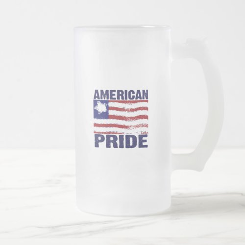 American Pride Frosted Glass Beer Mug