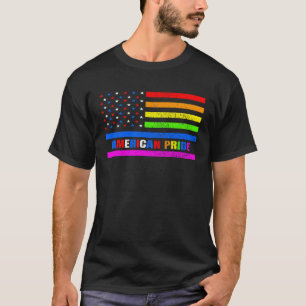 American Pride Gay Flag Rainbow Pride Day LGBT Quo T-Shirt