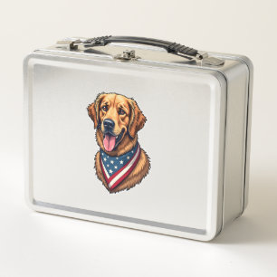 American Pride Golden Retriever Vintage Shirt Metal Lunch Box