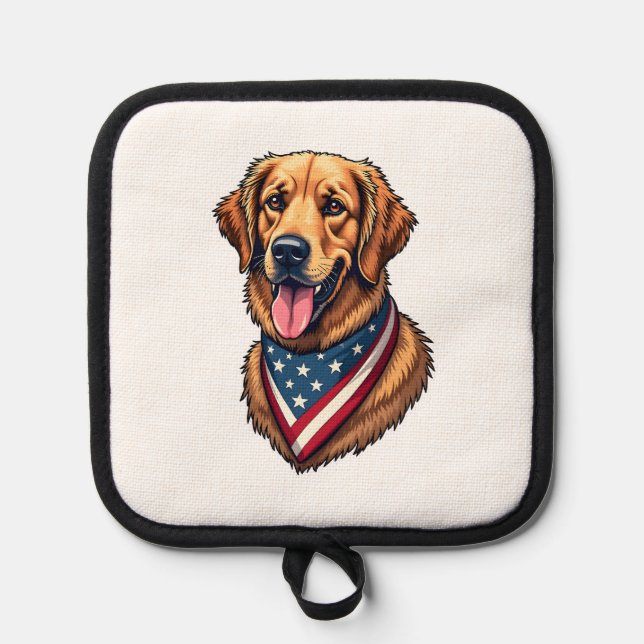 American Pride Golden Retriever Vintage Shirt Pot Holder (Front)
