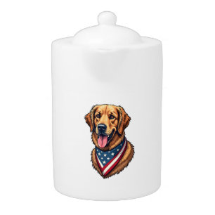 American Pride Golden Retriever Vintage Shirt Teapot