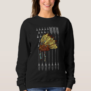 American Pride Headdress Indian Us Flag Native Ame Sweatshirt