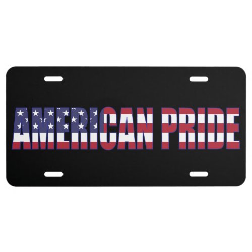 AMERICAN PRIDE modern USA flag script  License Plate