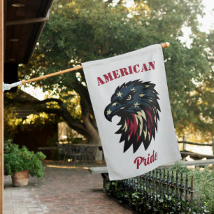 American Pride, Patriotic Red White Blue Eagle House Flag
