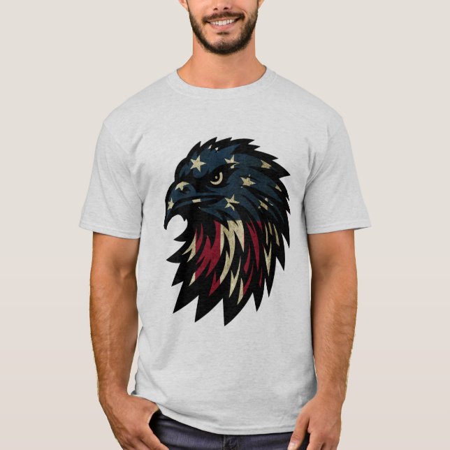 American Pride, Patriotic Red White Blue Eagle T-Shirt (Front)