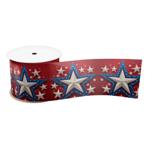 American Pride Patriotic Stars Independence Day  Satin Ribbon