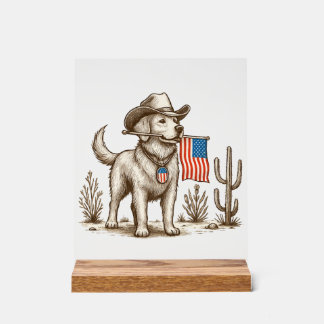 American Pride Pooch Patriotic Dog Acrylic Sign