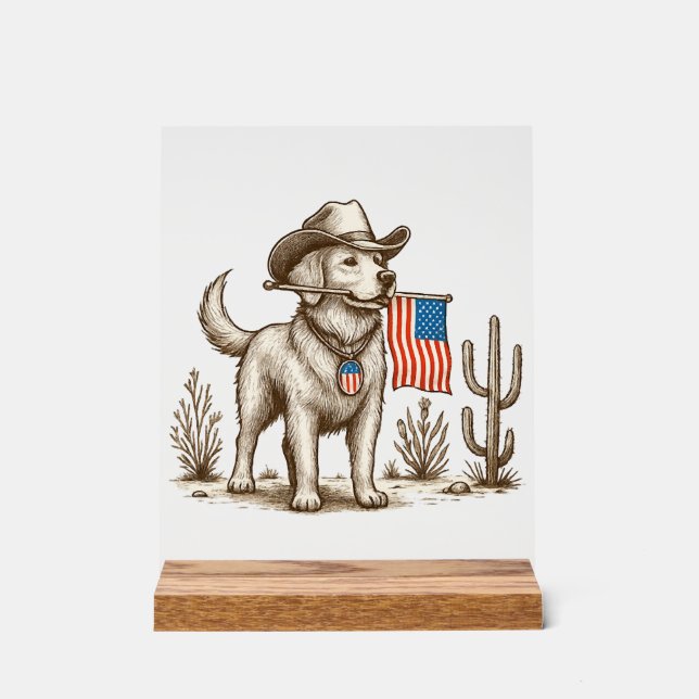 American Pride Pooch Patriotic Dog Acrylic Sign (Front)