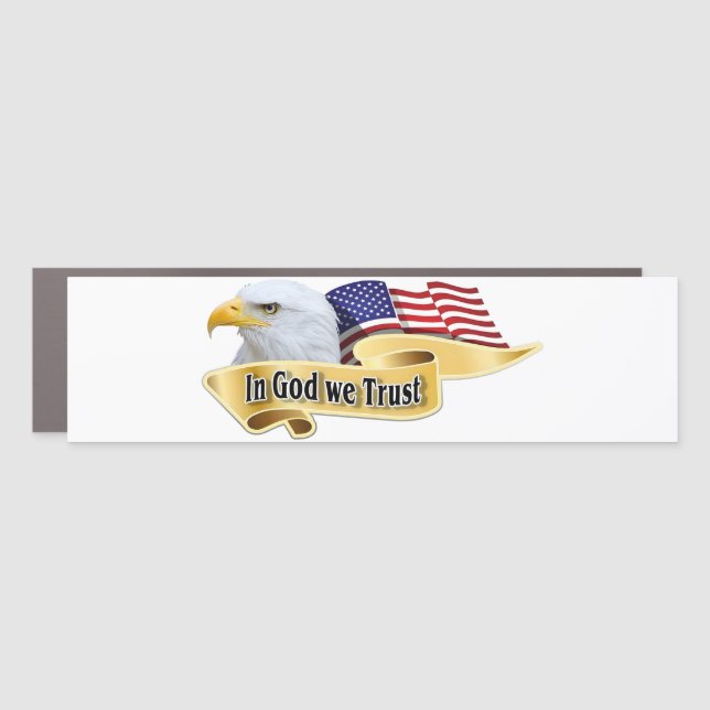American Pride Series in God We Trust Bald Eagle B Car Magnet (Front)