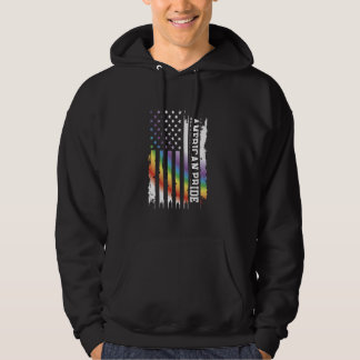 American Pride United States Distressed Rainbow w Hoodie