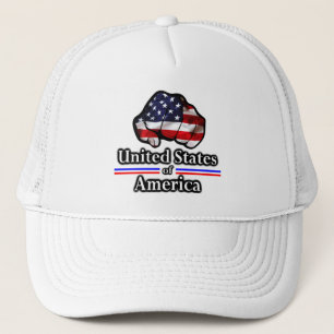American Pride United States Flag Fist Trucker Hat