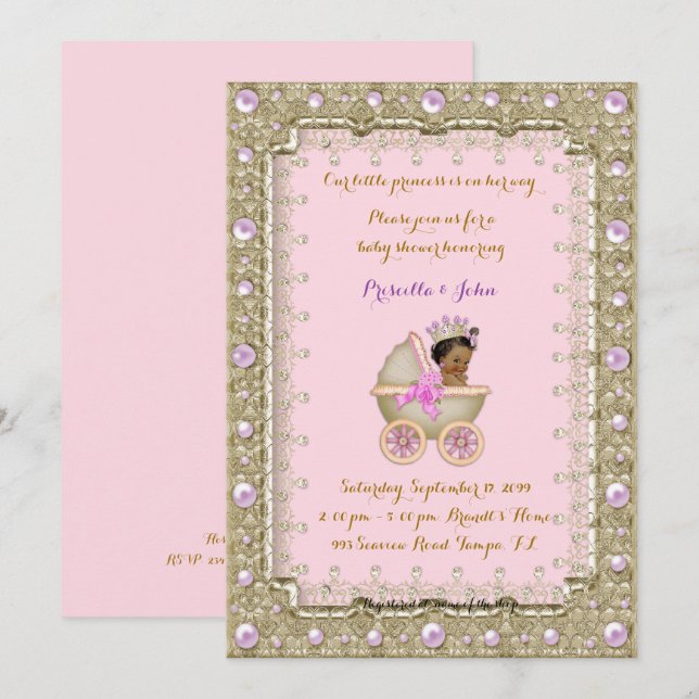 American Princess Baby Shower pink Invitation 4 (Front/Back)
