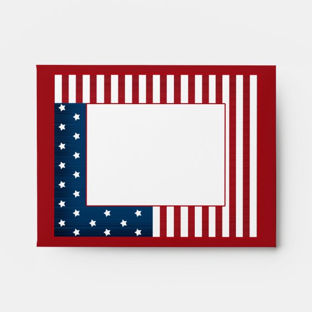 American print navy red white striped lined stars envelope (Front)