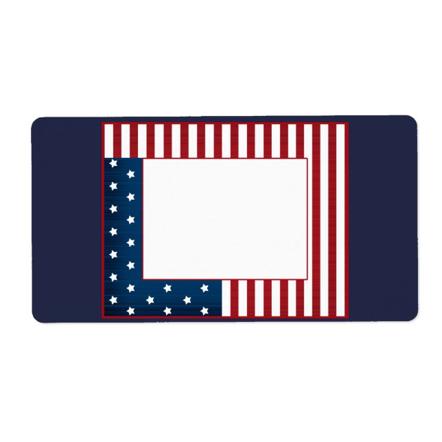 American print navy red white striped lined stars label (Front)