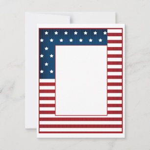 American print navy red white striped lined stars note card