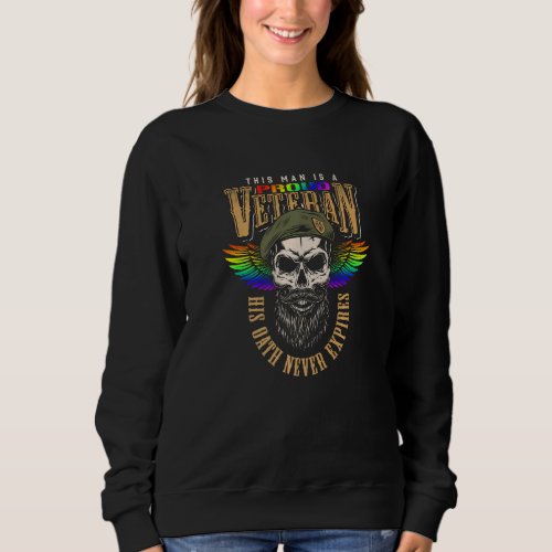 American Proud Gay Veteran Pride Rainbow Flag Colo Sweatshirt