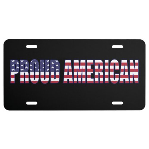 AMERICAN PrOUD modern USA flag script  License Plate
