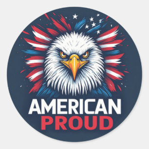 American Proud USA Flag Patriotic Gift Classic Round Sticker