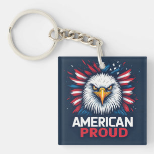 American Proud USA Flag Patriotic Gift Keychain