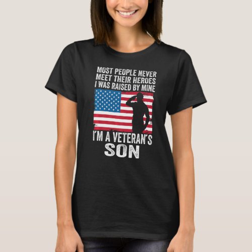 American Proud Veteran Son Veterans Day Memorial D T_Shirt