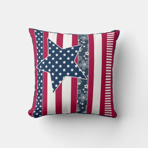 American ptriot traditional flag colors red navy w throw pillow