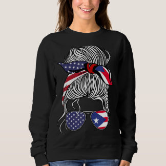 American Puerto Rican Patriot Flag Women Girl Rico Sweatshirt
