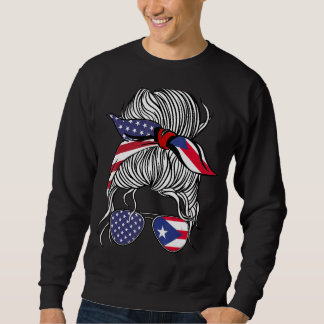 American Puerto Rican Patriot Flag Women Girl Rico Sweatshirt