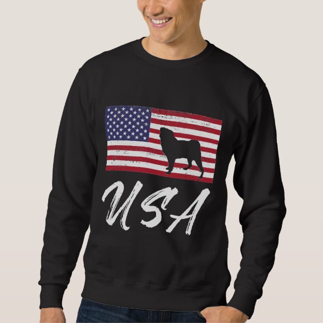 American Pug USA Flag TShirt for Pug Lovers Essent (Front)