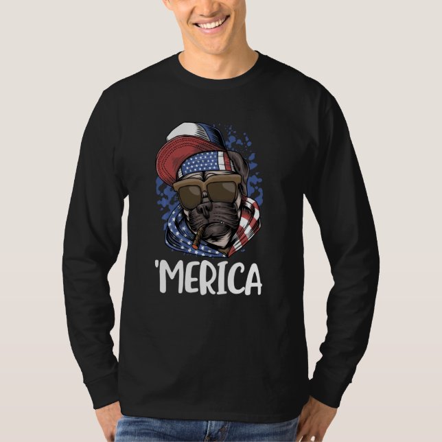 American Pug Usa July 4th Patriotic Red White Blue T-Shirt (Front)