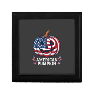 American Pumpkin Halloween Usa Flag Stars Stripes Gift Box