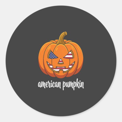 American Pumpkin Patriotic Halloween Jack O Lanter Classic Round Sticker