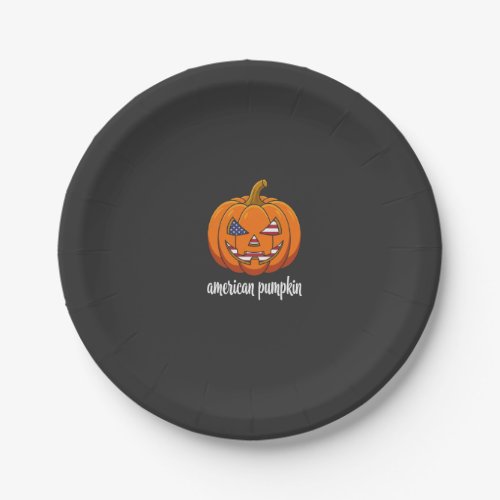 American Pumpkin Patriotic Halloween Jack O Lanter Paper Plates