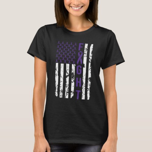 American Purple Flag Ribbon World Alzheimers Day  T_Shirt