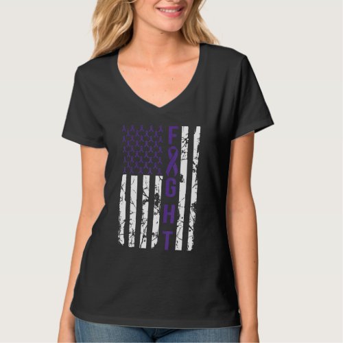 American Purple Flag Ribbon World Alzheimers Day  T_Shirt