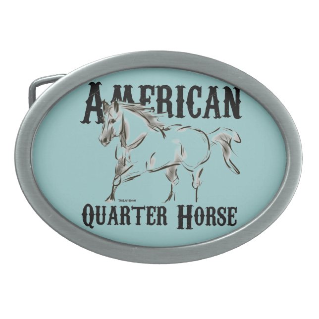 American Quarter Horse Oval Belt Buckle (Front)