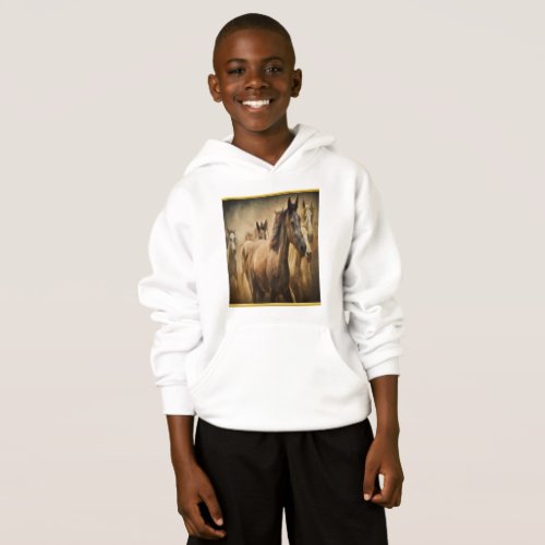 American Quarter Horse with a gold foil design Hoodie