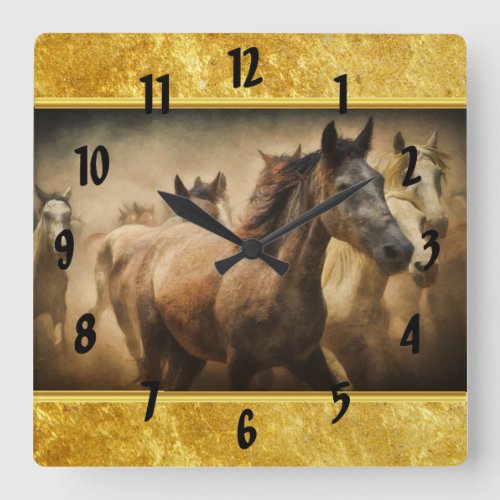 American Quarter Horse with a gold foil design Square Wall Clock
