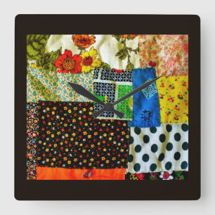American Quilt Design Square Wall Clock