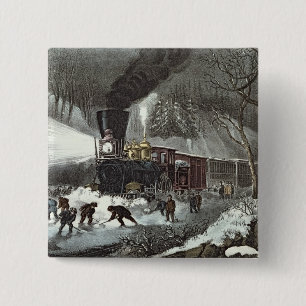 American Railroad Scene, 1871 Button