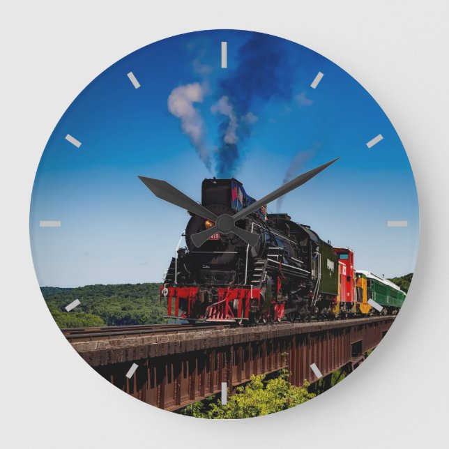 American Railroad Steam Train Large Clock (Front)