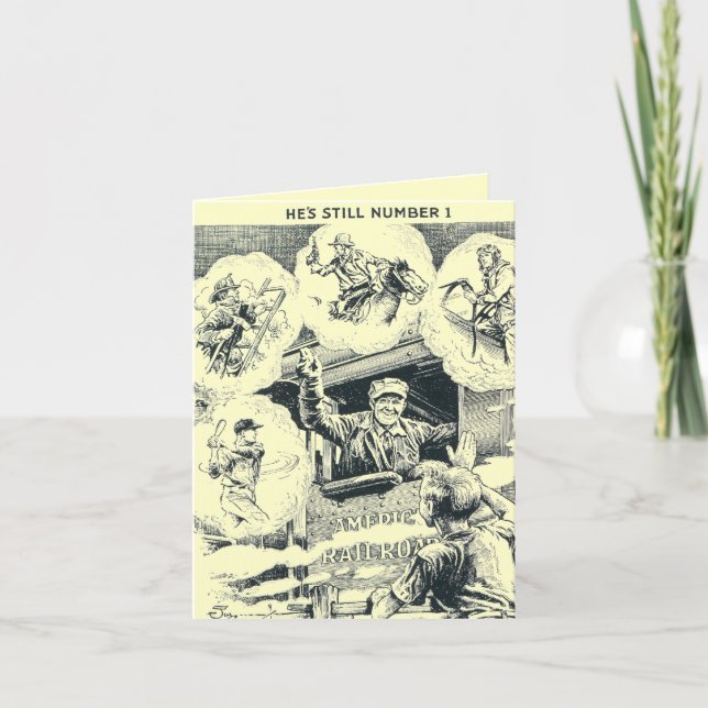 American Railroad Train Engineer Note Card (Front)