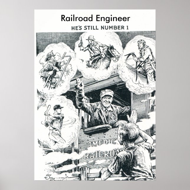 American Railroad Train Engineer Poster (Front)