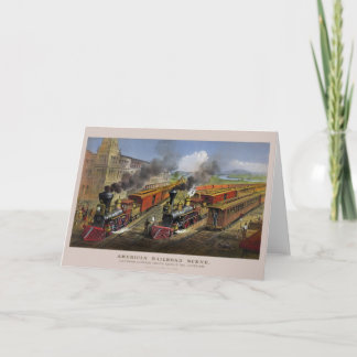 American railroad trains (1874) greeting card